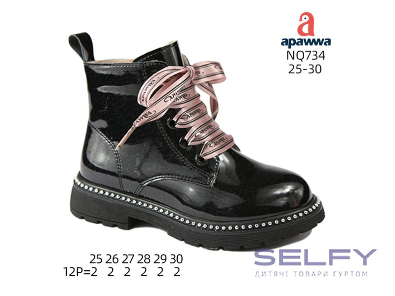 Ботинки детские Apawwa NQ734 black-pink 25-30, Фото 1