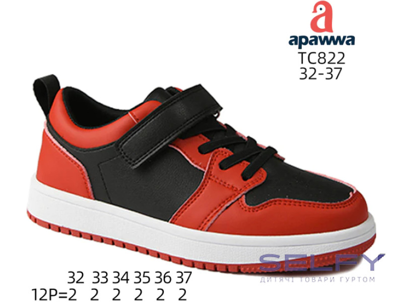 Кросівки дитячі Apawwa TC822 black-red 32-37, Фото 1