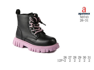 Ботинки детские Apawwa ND743 black-purple 26-31