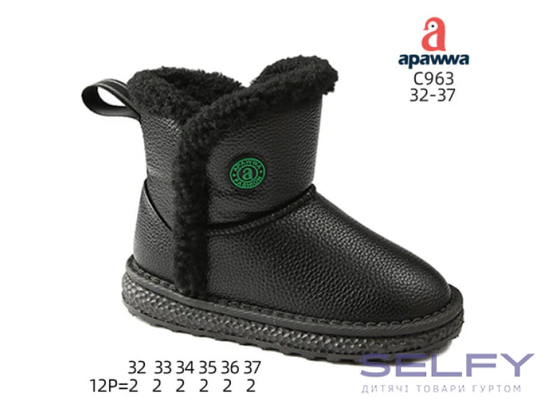 Уггі зимові Apawwa C963 black 32-37, Фото 1