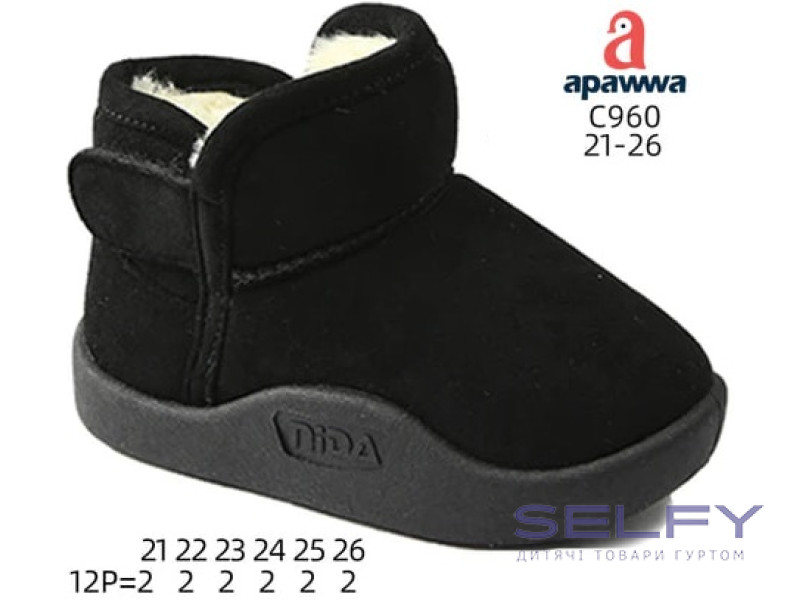 Уггі зимові Apawwa C960 black 21-26, Фото 1
