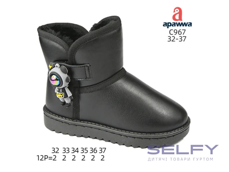 Уггі зимові Apawwa C967 black 32-37, Фото 1