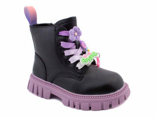 Ботинки детские Apawwa N755 black-purple 26-31