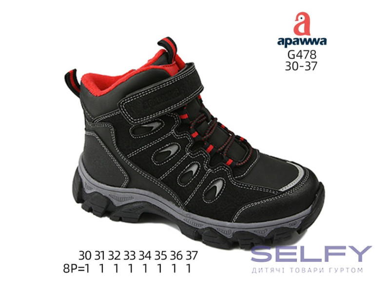 Черевики зимові Apawwa G478 black-red 30-37, Фото 1