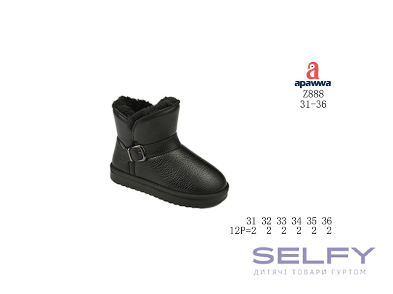 Уггі зимові Apawwa Z888 black 31-36, Фото 1