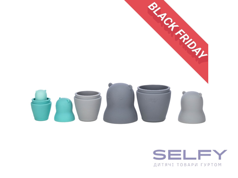 Силіконовий сортер FreeON ведмедики, grey - mint, Фото 1