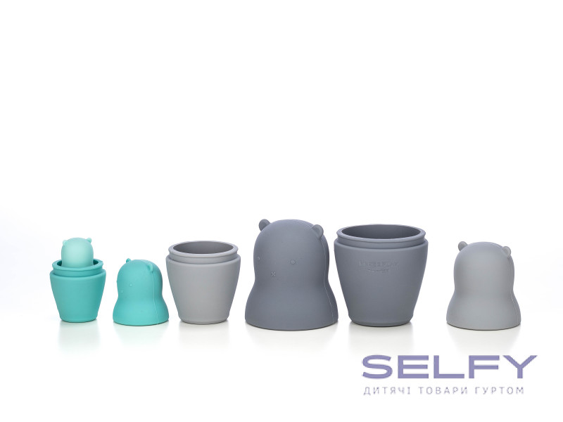 Силіконовий сортер FreeON ведмедики, grey - mint, Фото 1