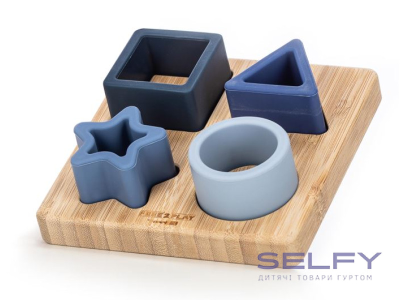 Силіконовий сортер на дерев`яному підносі FreeON, blue, Фото 1