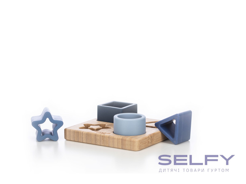 Силіконовий сортер на дерев`яному підносі FreeON, blue, Фото 3