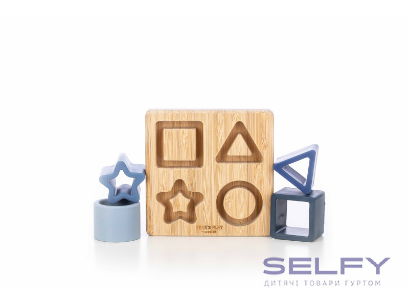 Силіконовий сортер на дерев`яному підносі FreeON, blue, Фото 5