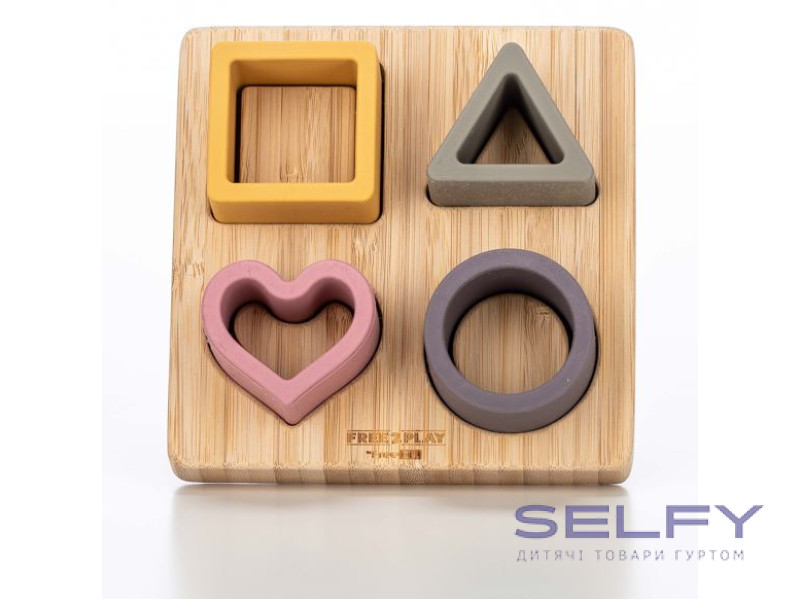 Силіконовий сортер на дерев`яному підносі FreeON, pink, Фото 1