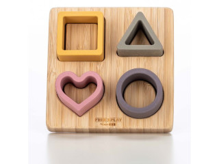 Силіконовий сортер на дерев`яному підносі FreeON, pink