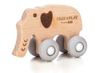 Дерев`яна іграшка FreeON слоник на силіконових колесах