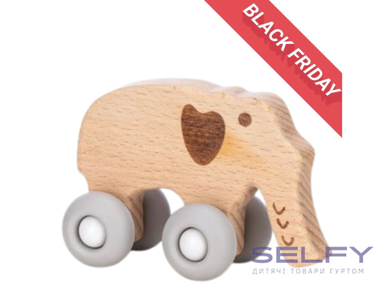 Деревянная игрушка FreeON слоник на силиконовых колесах, Фото 1