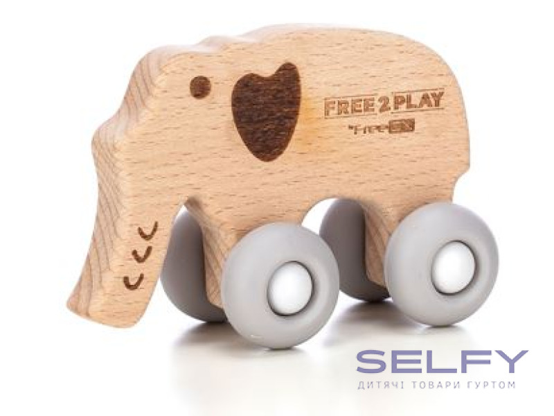 Деревянная игрушка FreeON слоник на силиконовых колесах, Фото 3