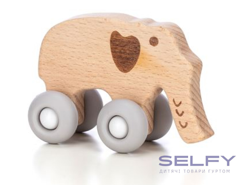 Дерев`яна іграшка FreeON слоник на силіконових колесах, Фото 3