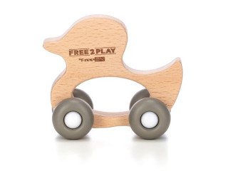 Деревянная игрушка FreeON утка на силиконовых колесах