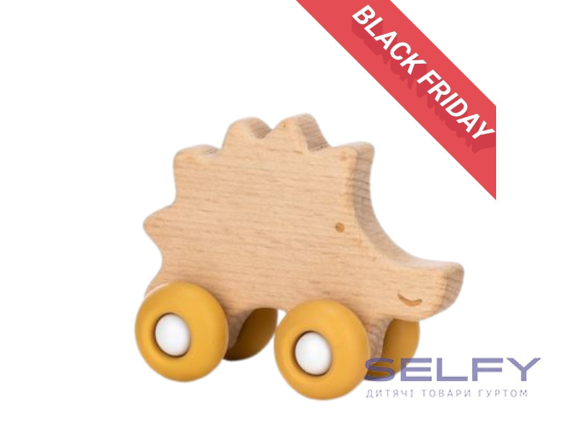 Деревянная игрушка FreeON ежик на силиконовых колесах, Фото 1