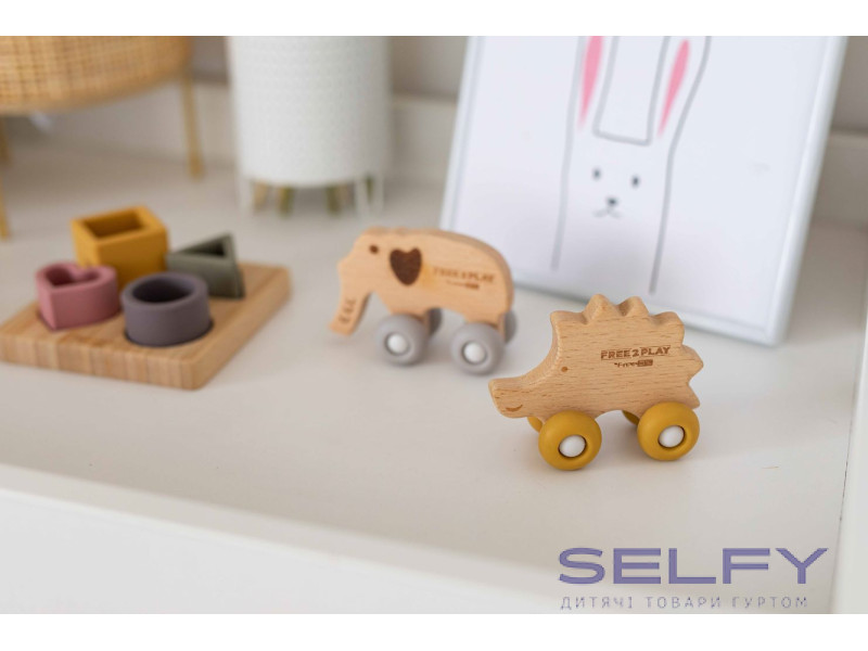 Дерев`яна іграшка FreeON їжачок на силіконових колесах, Фото 4