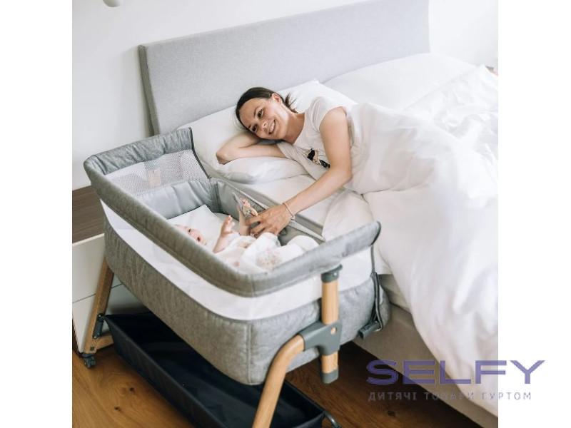 Кроватка для ребенка приставная FreeON Bliss, grey, Фото 4