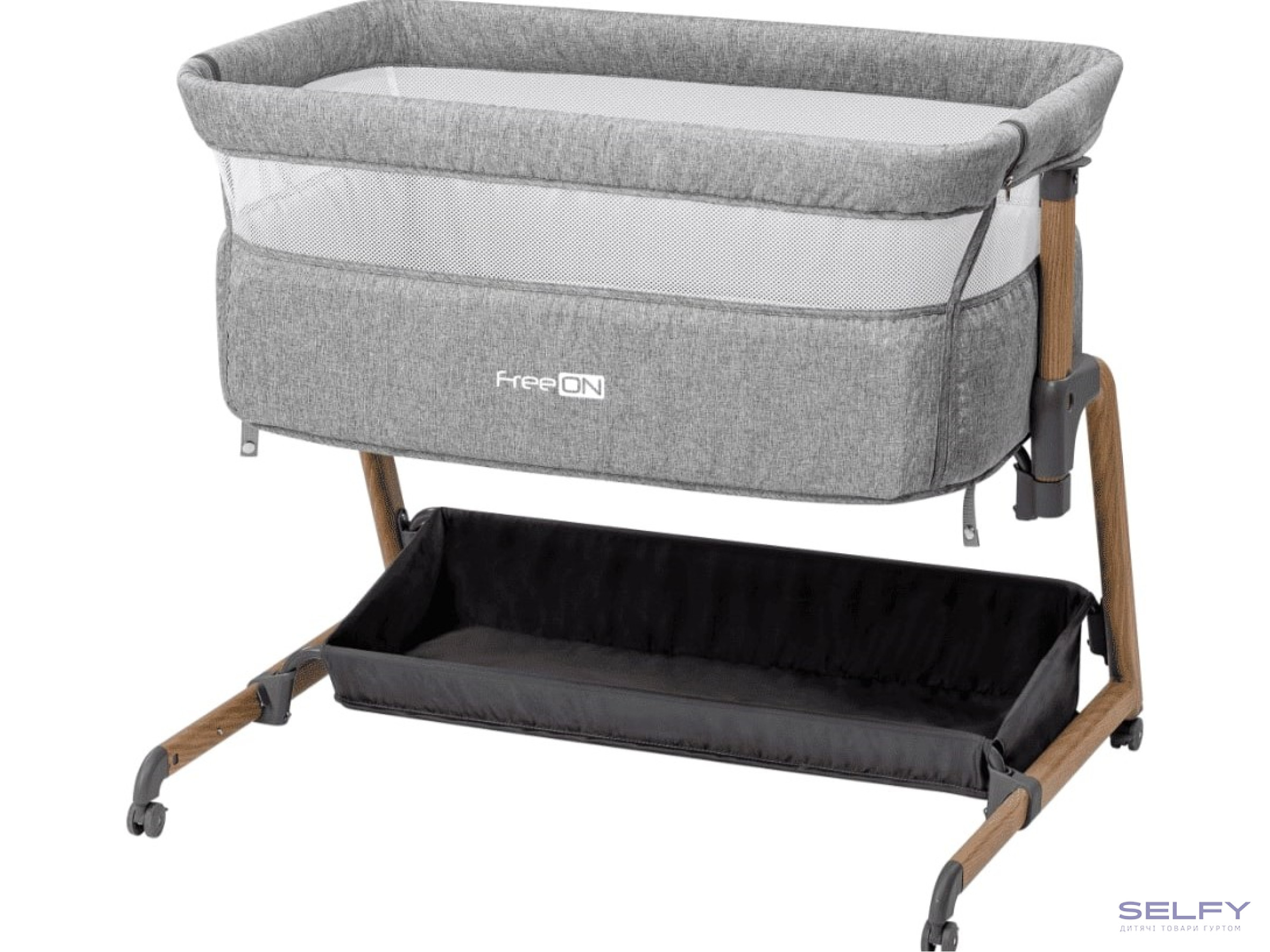 Кроватка для ребенка приставная FreeON Bliss, grey, Фото 1