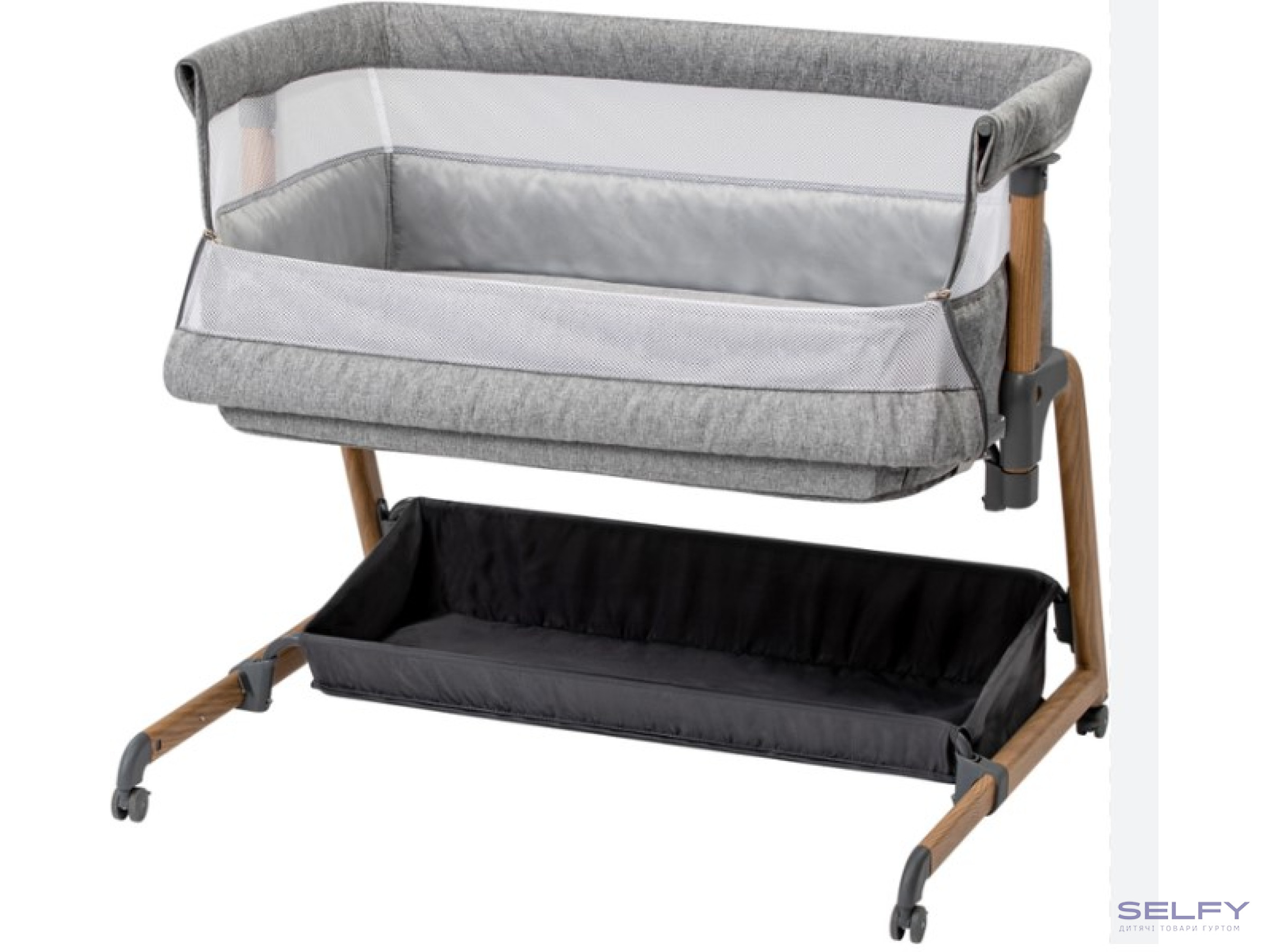 Кроватка для ребенка приставная FreeON Bliss, grey, Фото 3