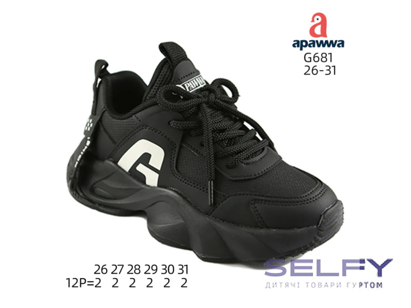 Кросівки дитячі  Apawwa G681 black 26-31, Фото 1