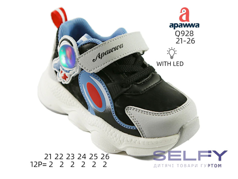 Кросівки дитячі Apawwa Q928 black 21-26, Фото 1