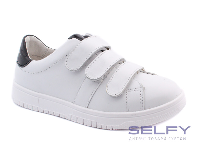 Кроссовки Ш-507 Е кожа белая, черная вкладка 32-40, Фото 1