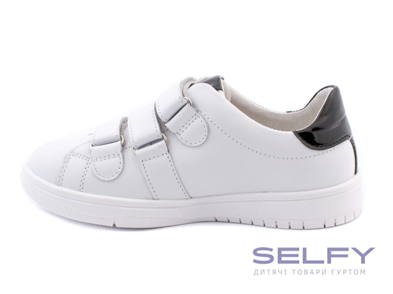 Кроссовки Ш-507 Е кожа белая, черная вкладка 32-40, Фото 3