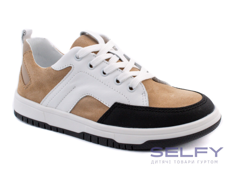 Кросівки Ш-462 Е біла, бежева, чорна шкіра 32-39, Фото 1