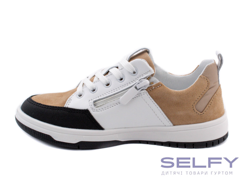 Кроссовки Ш-462 Е белая, бежевая, черная кожа 32-39, Фото 3