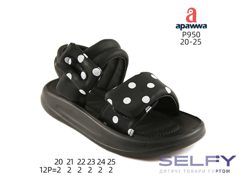 Босоніжки дитячі Apawwa P950 black 20-25, Фото 1