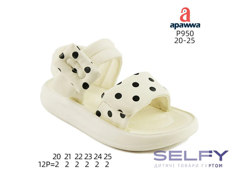 Босоніжки дитячі Apawwa P950 white 21-25 (21, 22, 23, 25 розміри), Фото 1