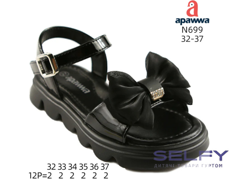 Босоніжки дитячі Apawwa N699 black 32-37, Фото 1