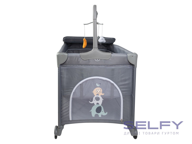 Ліжко-манеж дитяче FreeON  з другим ярусом Elephants, grey, Фото 4