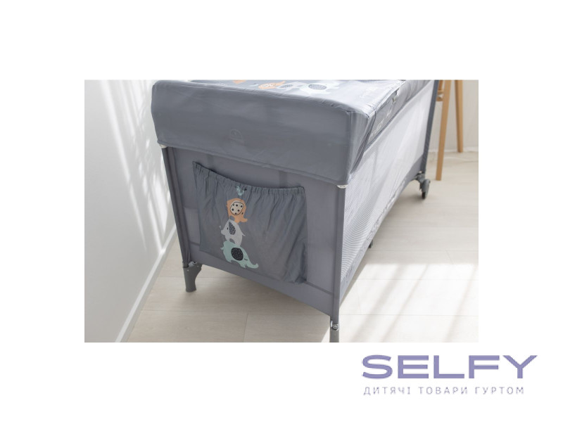 Ліжко-манеж дитяче FreeON  з другим ярусом Elephants, grey, Фото 8