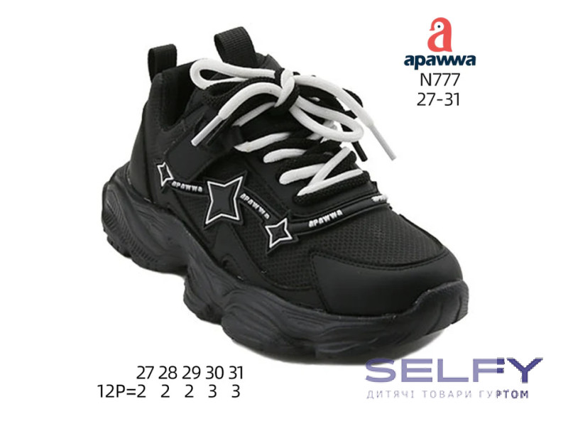 Кросівки дитячі  Apawwa N777 black 27-31, Фото 1