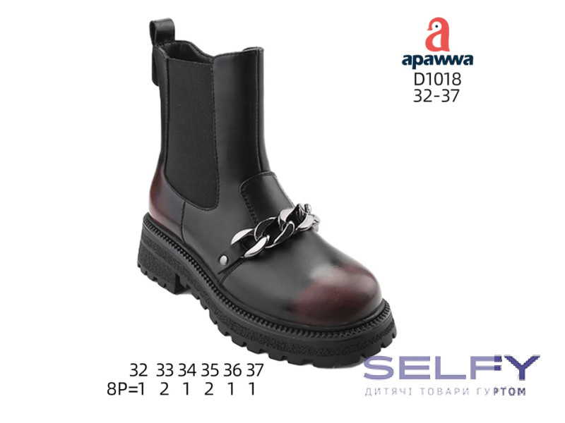 Черевики дитячі Apawwa D1018 black-red 32-37, Фото 1