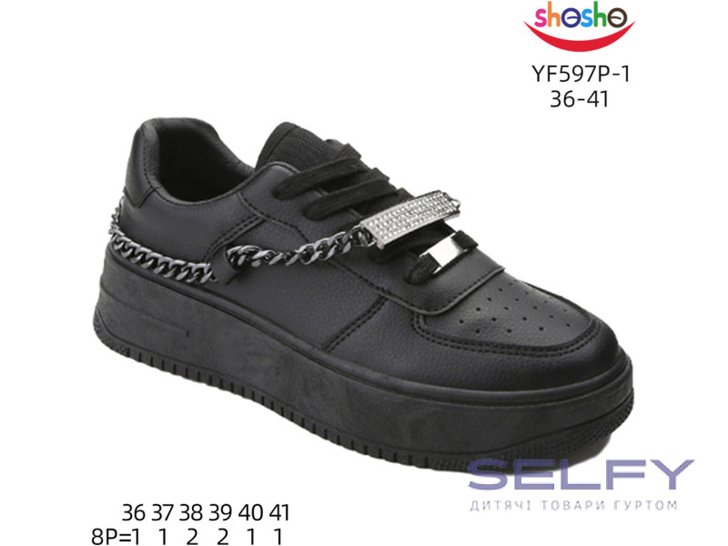 Кроссовки детские ShoSho YF587P-1 black 36-41, Фото 1