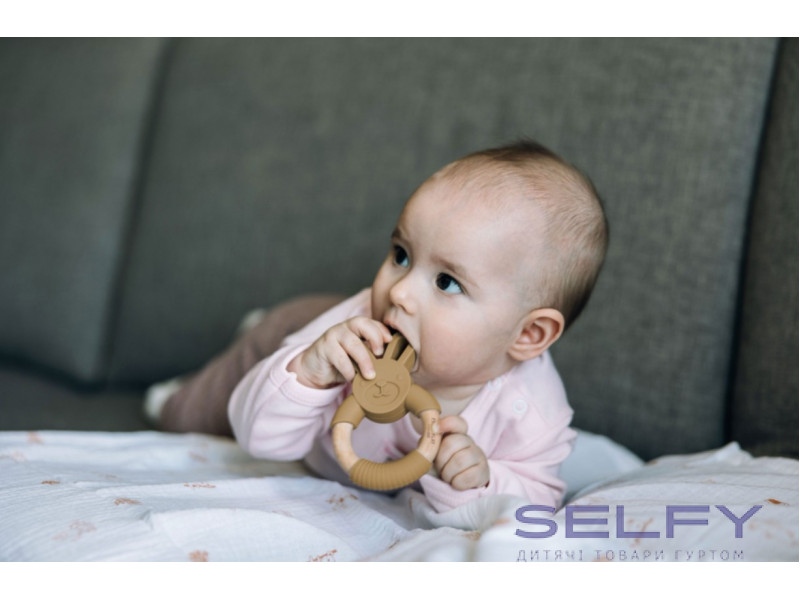 Прорезыватель FreeON силиконовый зайчик, охра, Фото 5