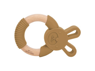 Прорезыватель FreeON силиконовый зайчик, охра