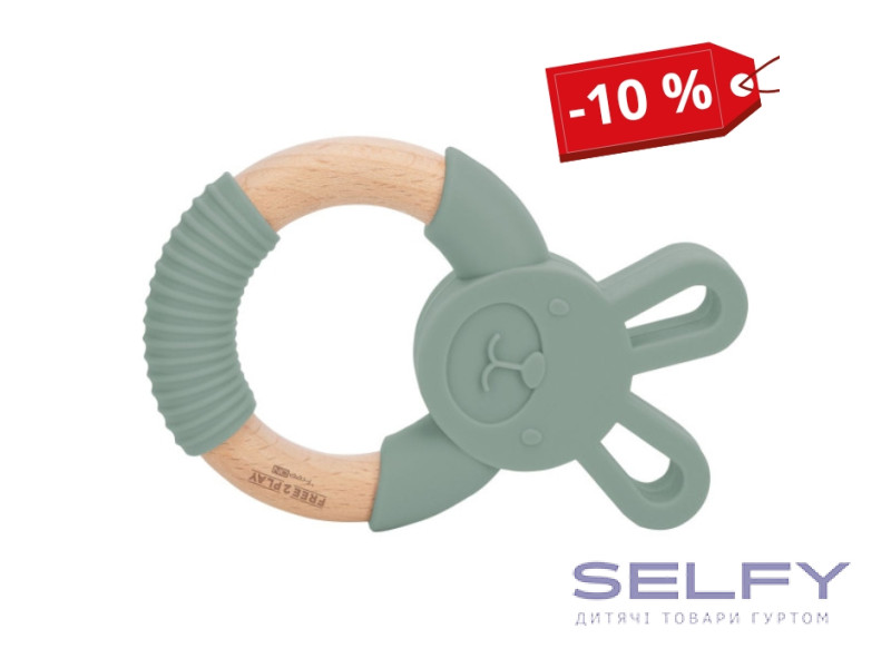 Прорізувач FreeOn силіконовий зайчик, зелений, Фото 1