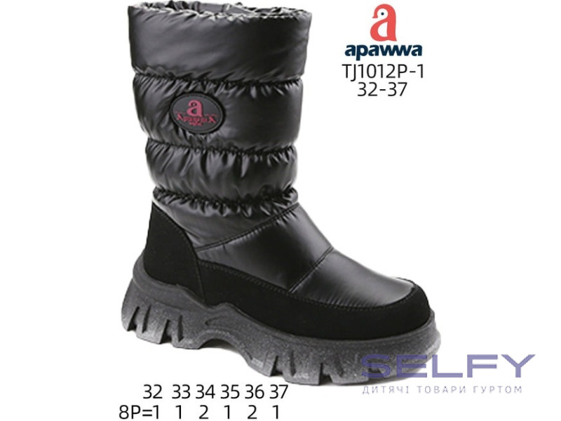 Дутики Apawwa TJ1012P-1 black 32-37, Фото 1