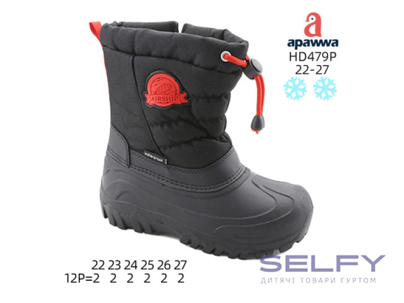 Дутики Apawwa HD479P black-red 22-27, Фото 1