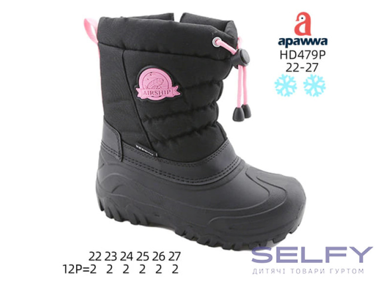 Дутики Apawwa HD479P black-pink 22-27, Фото 1