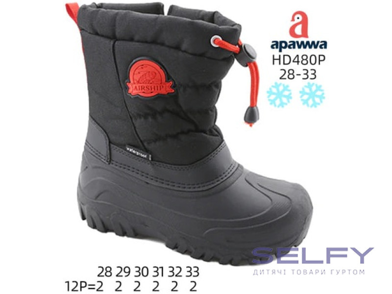 Дутики Apawwa HD480P black-red 28-33, Фото 1