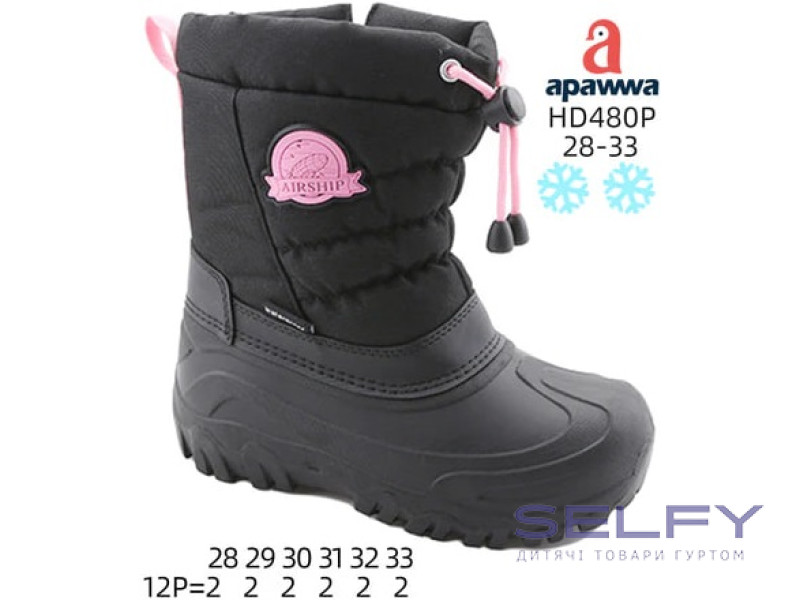 Дутики Apawwa HD480P black-pink 28-33, Фото 1