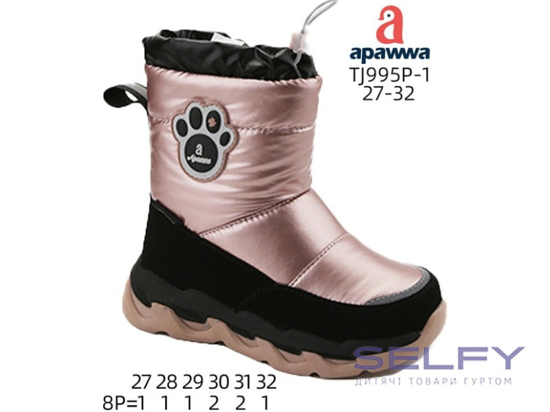 Дутики Apawwa TJ995P-1 black-pink 27-32, Фото 1