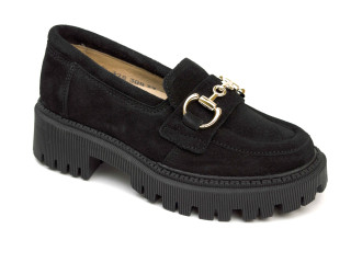 Лофери Ш-526 А чорні, чорна підошва, замш, шкіра 32-39